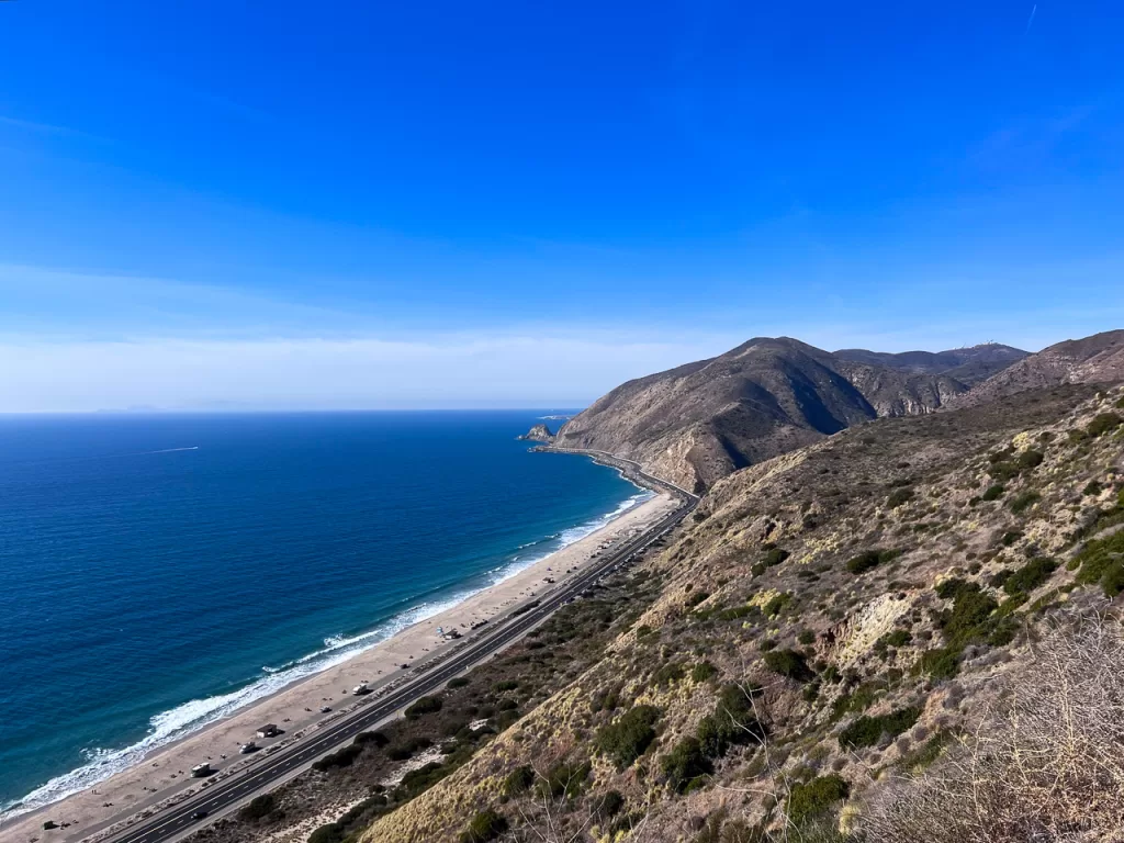 A vista of the Malibu coastline and Santa Monica Mountains from the Backbone Trail