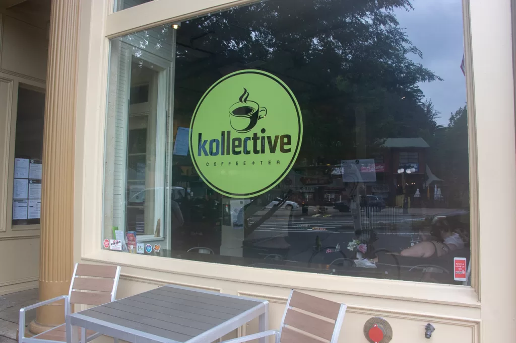 Kollective Coffee + Tea storefront in Hot Springs National Park.
