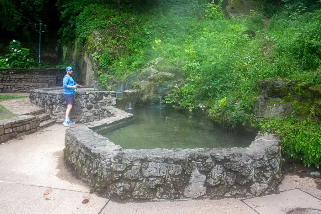 Checking our the two Hot Water Cascade pools on our visit to Hot Springs National Park. 