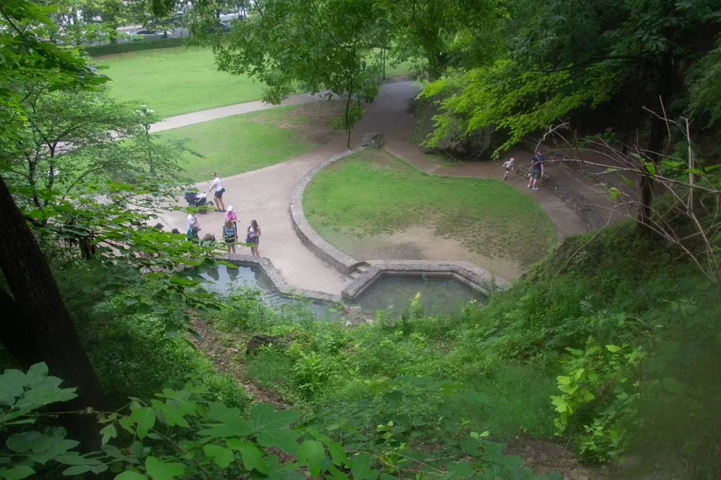 The two Hot Water Cascade pools from above. 