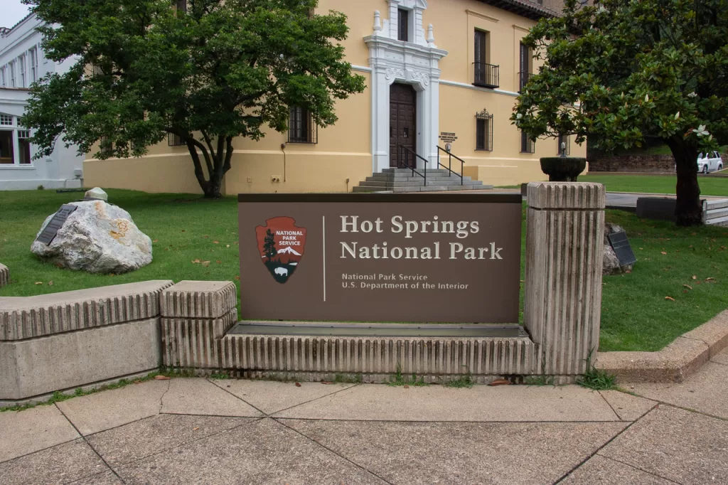 Hot Springs National Park sign. 