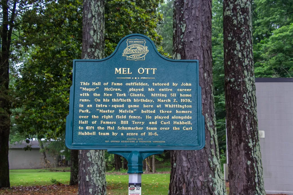 A baseball placard in Hot Springs National Park. 