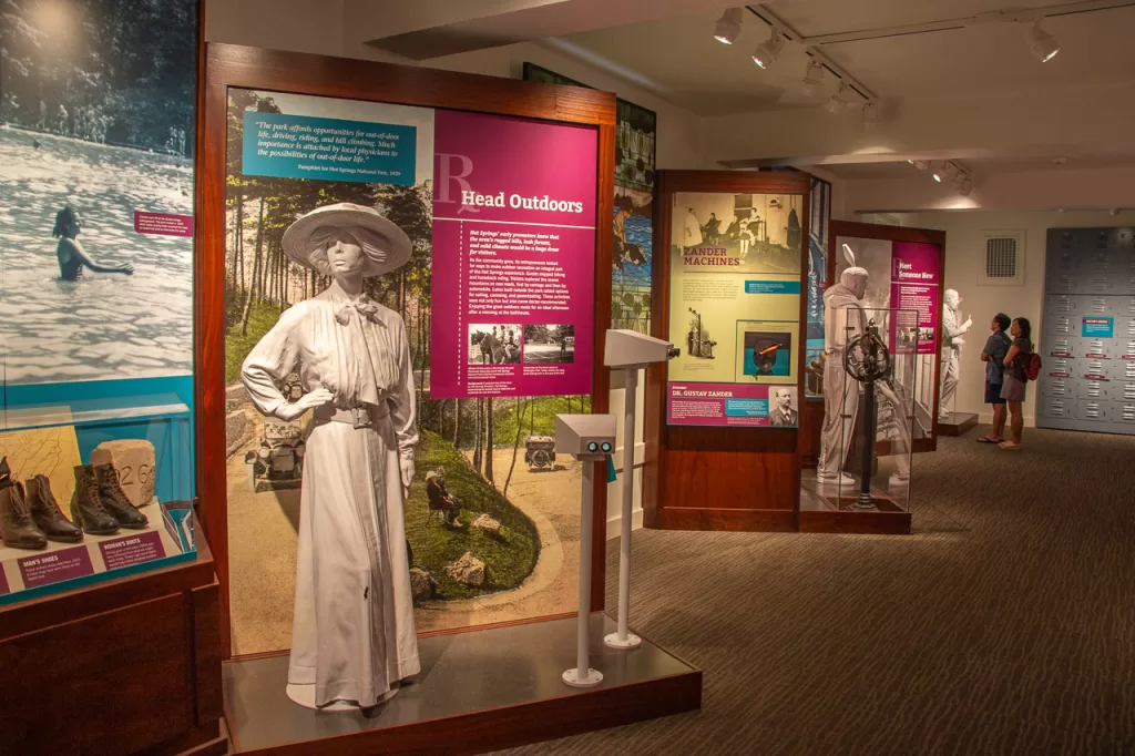 A museum exhibit on the history of Hot Springs National Park in the Fordyce Bathhouse. 