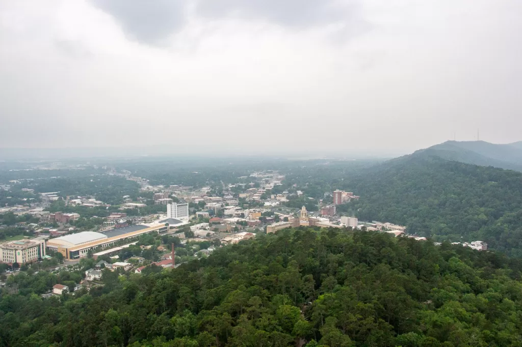 Hot Springs National Park from the top of Hot Springs Mountain Tower.