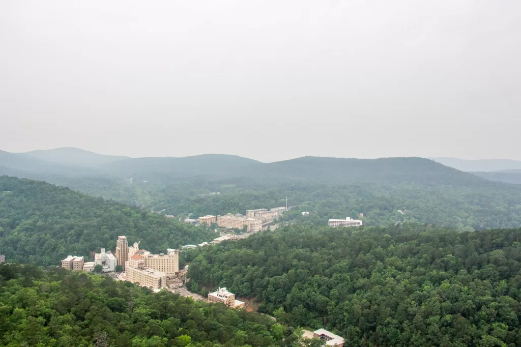 Hot Springs National Park from the top of Hot Springs Mountain Tower.