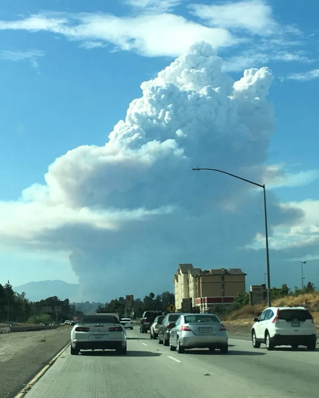 A plume of smoke from a wildfire in the Los Angeles area.