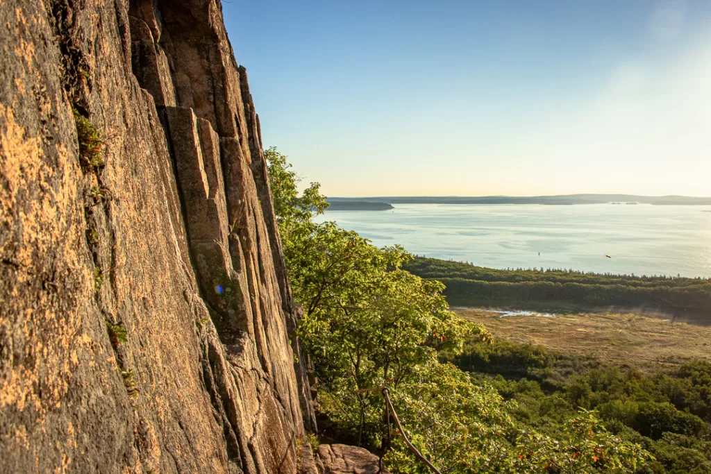 A cliff along the Precipice Trail, one of the Acadia National Park hikes.