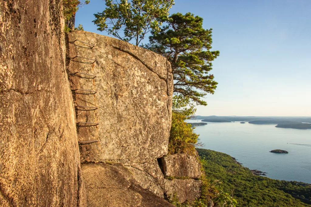 an iron rung ladder on the Precipice Trail. 