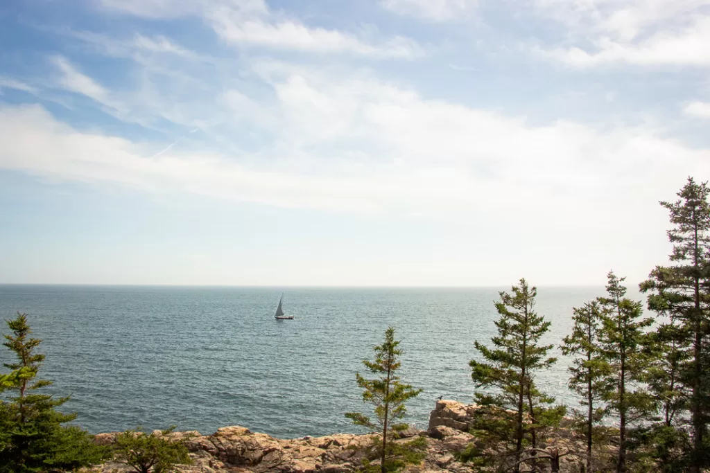 A sailboat on the Atlantic Ocean.