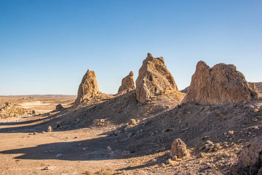 The Trona Pinnacles in the Mojave Desert in California. 