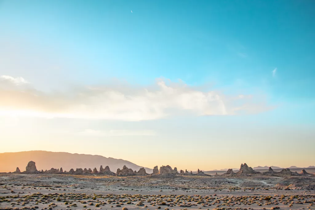 The Trona Pinnacles and the Mojave Desert in California. 