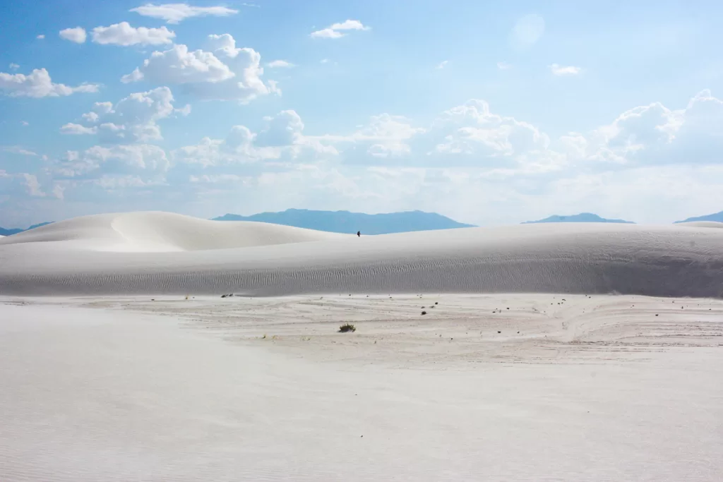 The sand dunes at White Sands National Park.