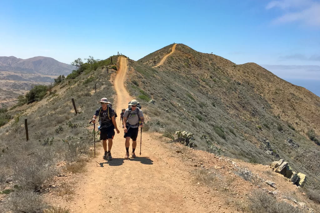 two hikers hiking the Trans Catalina Trail