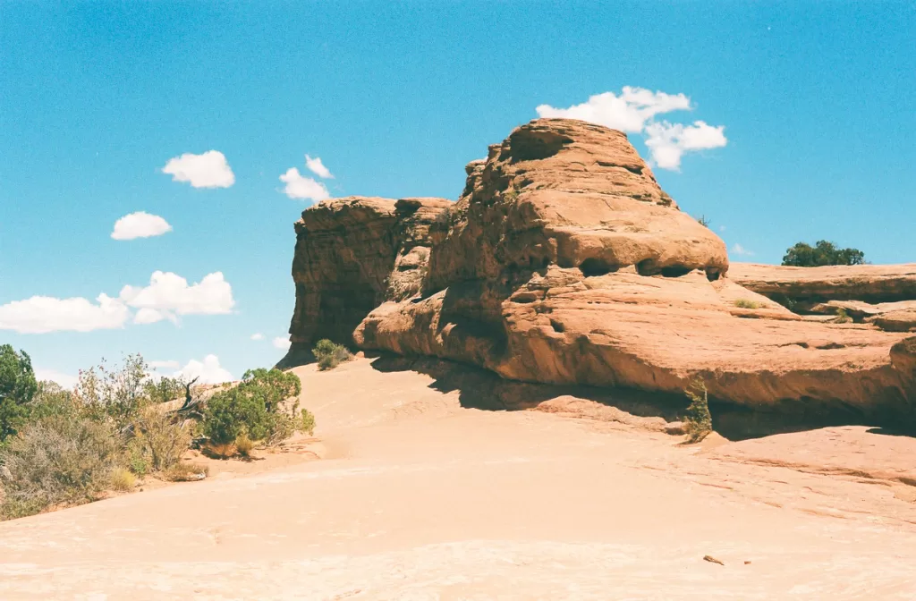 red rocks in Arches National Park.