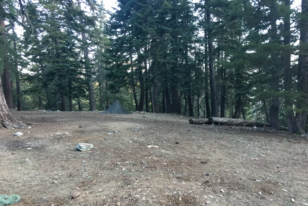 My tent at Kelly Camp on my first solo backpacking trip.