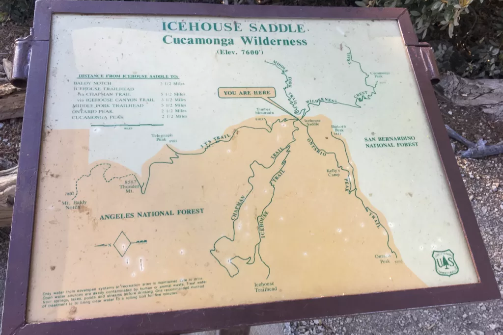 A map of the Ice House Canyon Trail.