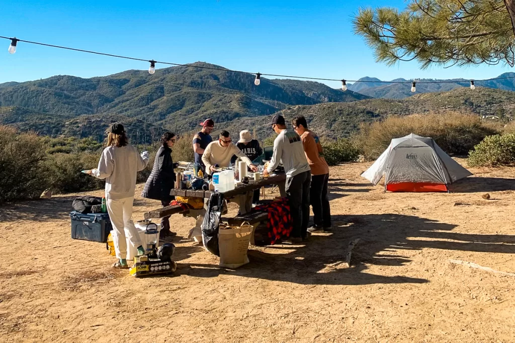 people camping at Chilao campground close to Los Angeles. 