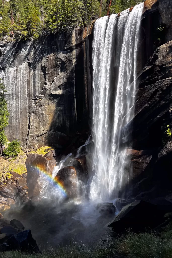 A large waterfall in Yosemite.